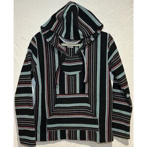 Original Senor Lopez Baja Hoodie Poncho Multi Color Stripes Men Size small